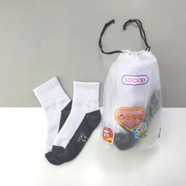 Socksy ถุงเท้านักเรียนขาวพื้นเทา รุ่น BN140