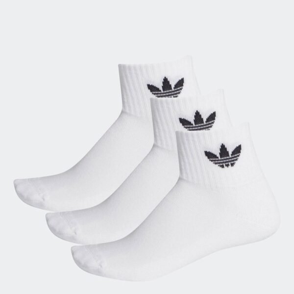 adidas Lifestyle Mid Crew Socks 3 Pairs Unisex White FT8529 - Image 3