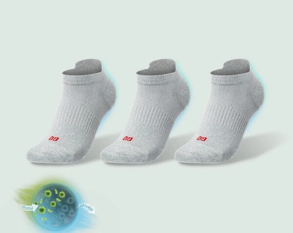 GQ SMELLBLOCK™ Socks Every Day Ankle ถุงเท้าบล็อกกลิ่น ถุงเท้าหุ้มข้อ รุ่นอเวรี่เดย์ สีเทา แพ็ค 3